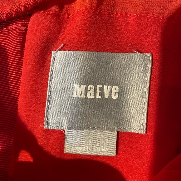 Anthro Maeve Lattice Neck Fit And Flare Skater Dress in Bright Red size 2 - Picture 9 of 15